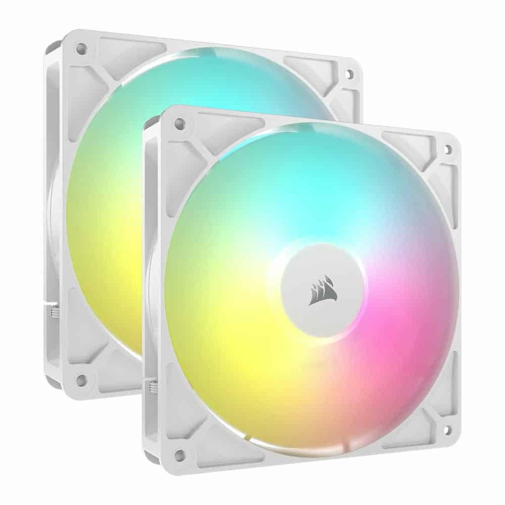 Corsair RS140 ARGB PWM 140mm Fan 2PK - Simplified Control - Daisy-Chain 4-Pin PWM White